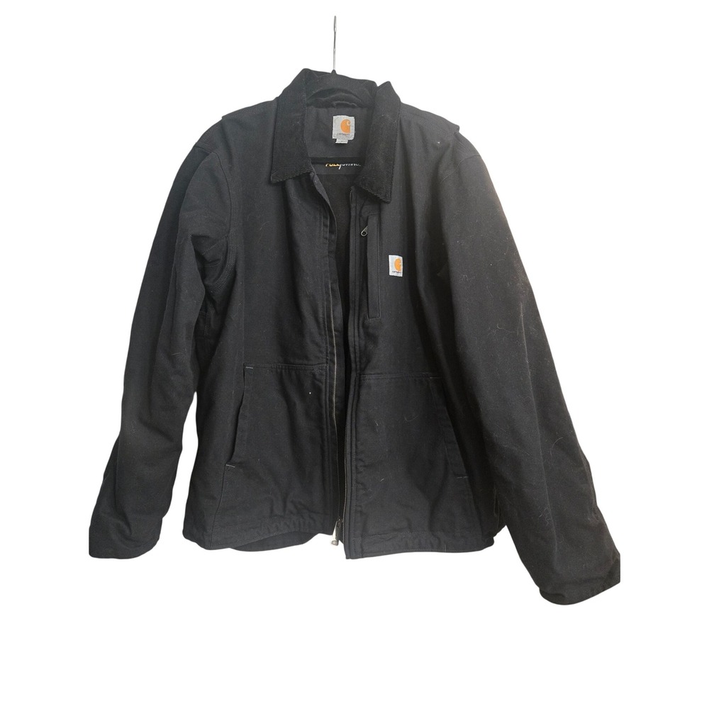 Carhartt Full Swing Armstrong Jacket Mens Large Black Cotton Duck Fleece Lined